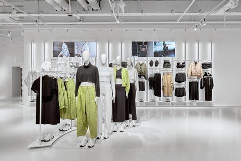 Interior of Oysho's Westfield London store showing womenswear on display
